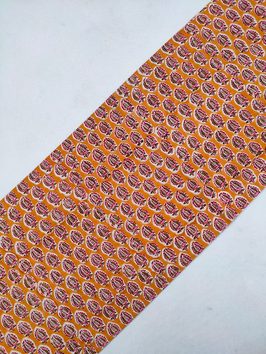 Jaipuri Pure Cotton Hand Block Printed Fabric In Running Length - JBRS292