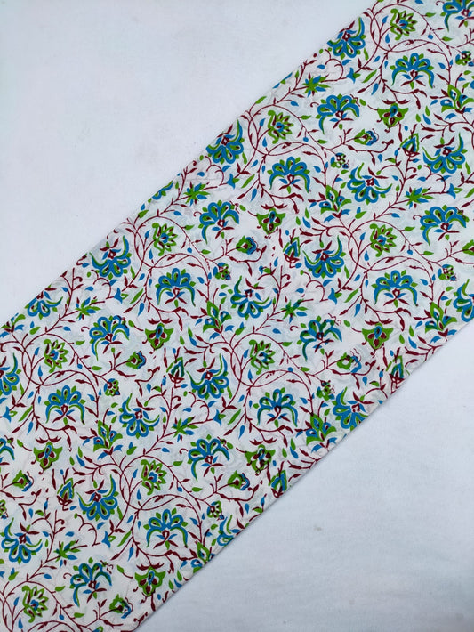 Hand Block Printed Pure Cotton Fabric In Running Length - JBRS293
