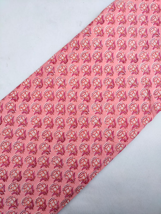 Jaipuri Pure Cotton Hand Block Printed Fabric In Running Length - JBRS320