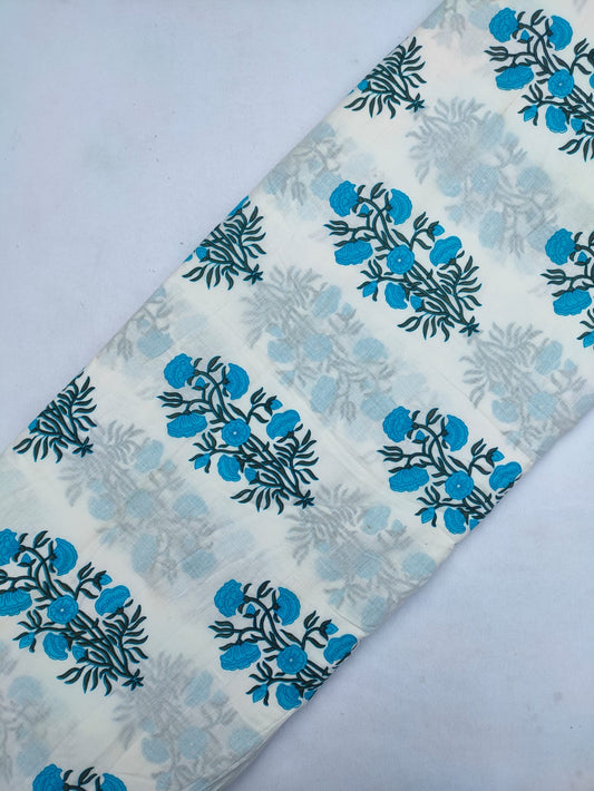 Hand Block Printed Pure Cotton Fabric In Running Length - JBRS321