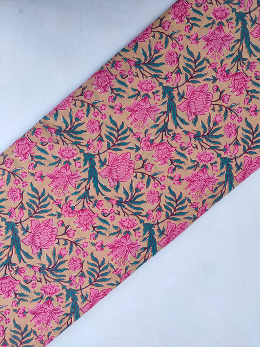 Hand Block Printed Pure Cotton Fabric In Running Length - JBRS325