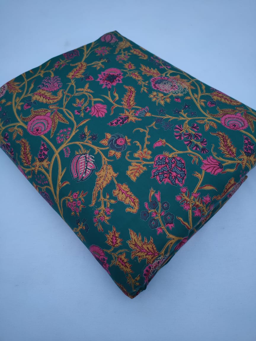 Jaipuri Pure Cotton Hand Block Printed Fabric In Running Length - JBR212