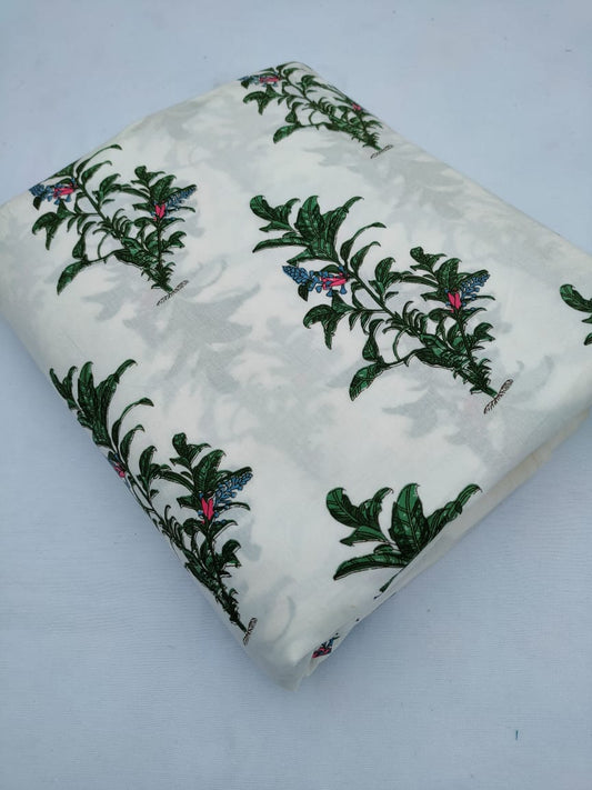 Hand Block Printed Pure Cotton Fabric In Running Length - JBR213