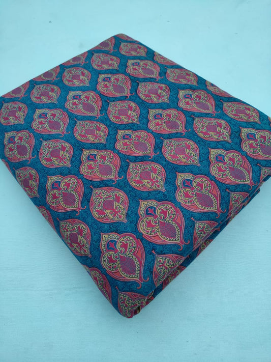 Hand Block Printed Pure Cotton Fabric In Running Length - JBR221