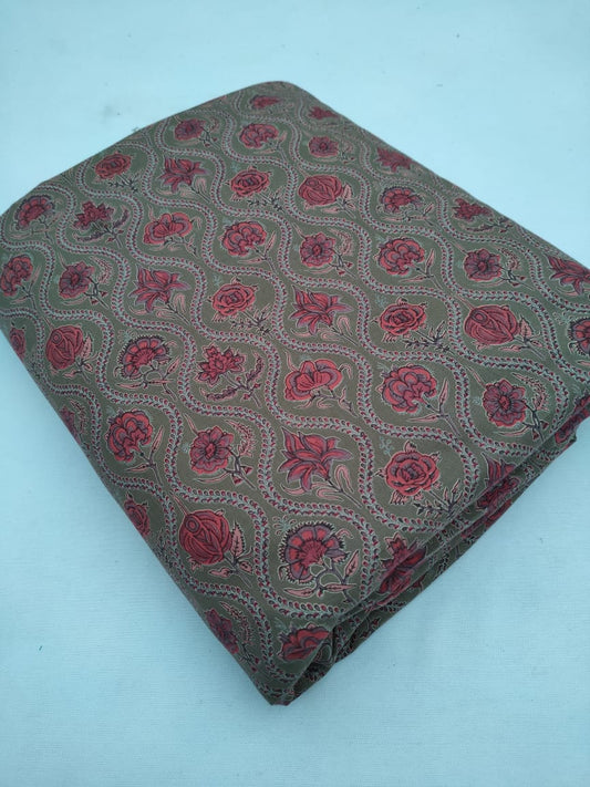 Pure Cotton Hand Block Printed Fabric Material - JBR223