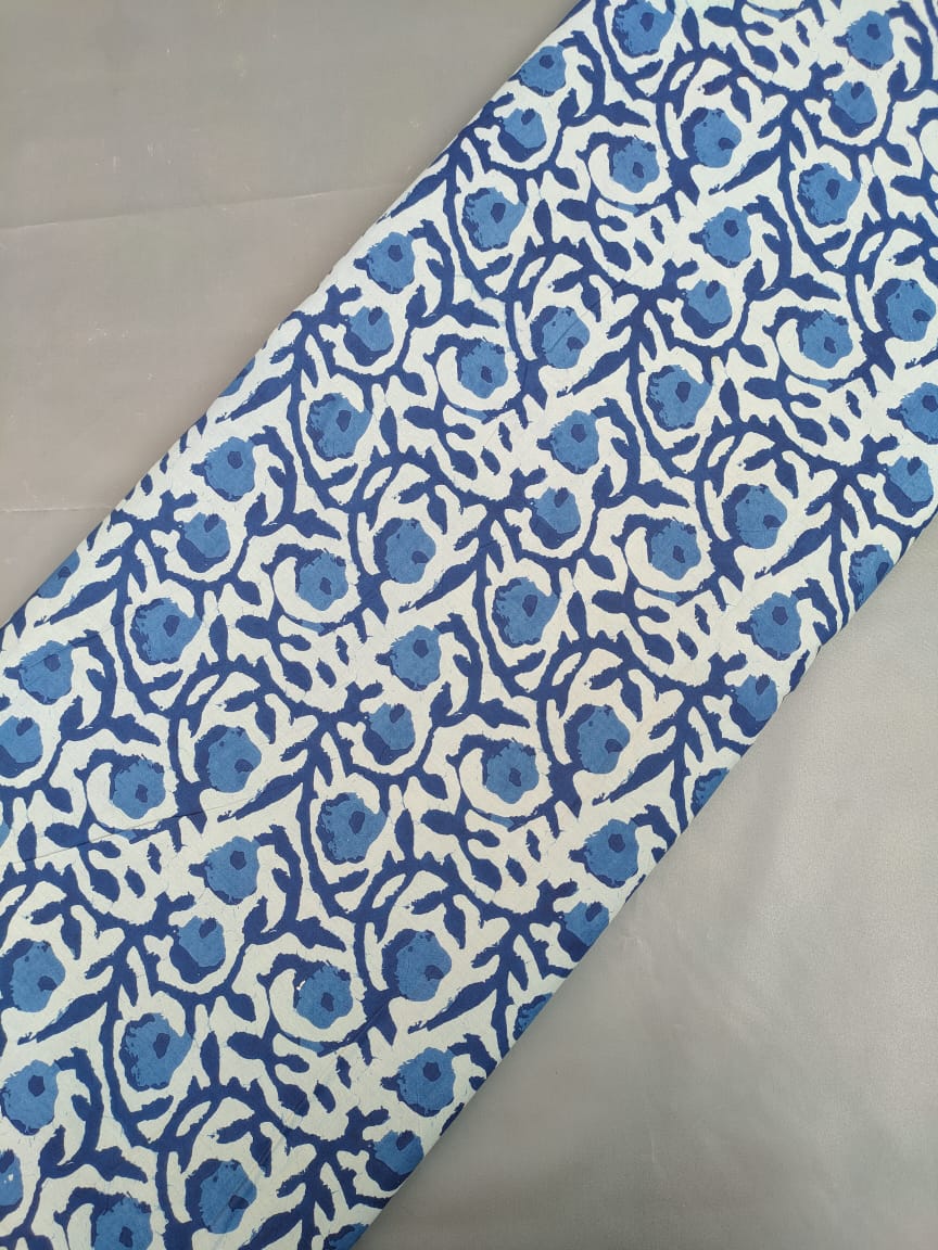 Hand Block Printed Pure Cotton Fabric In Running Length - JBR245