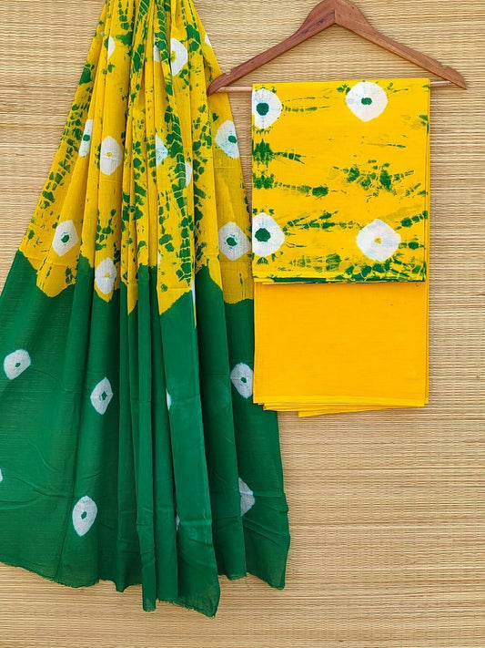 Hand Block Cotton Unstitched Salwar Suit With Cotton/Mulmul Dupatta - JBCM513