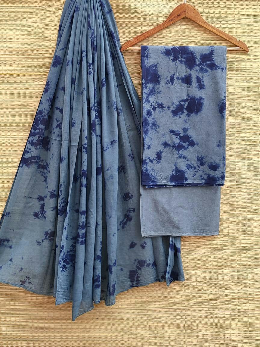 Hand Block Cotton Unstitched Salwar Suit With Cotton/Mulmul Dupatta - JBCM522