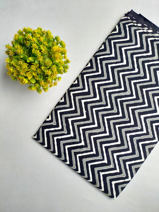 Black and White Hand block fabric