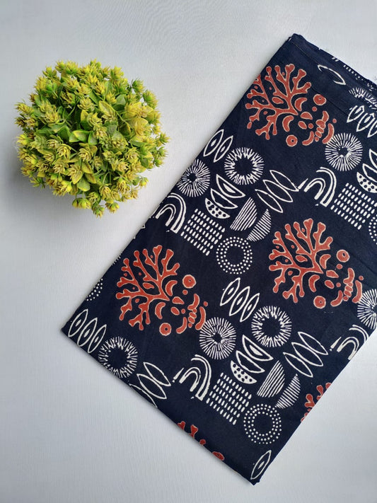Black and White Hand block fabric