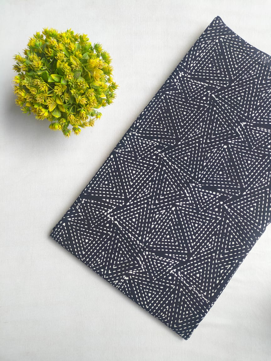 Black and White Hand block fabric