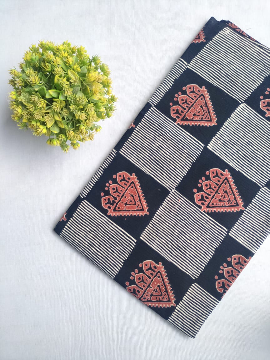 Black and White Hand block fabric