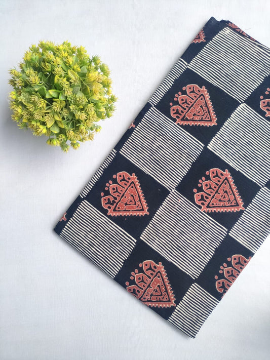 Black and White Hand block fabric