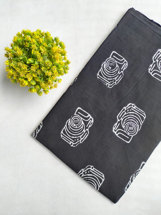 Black and White Hand block fabric