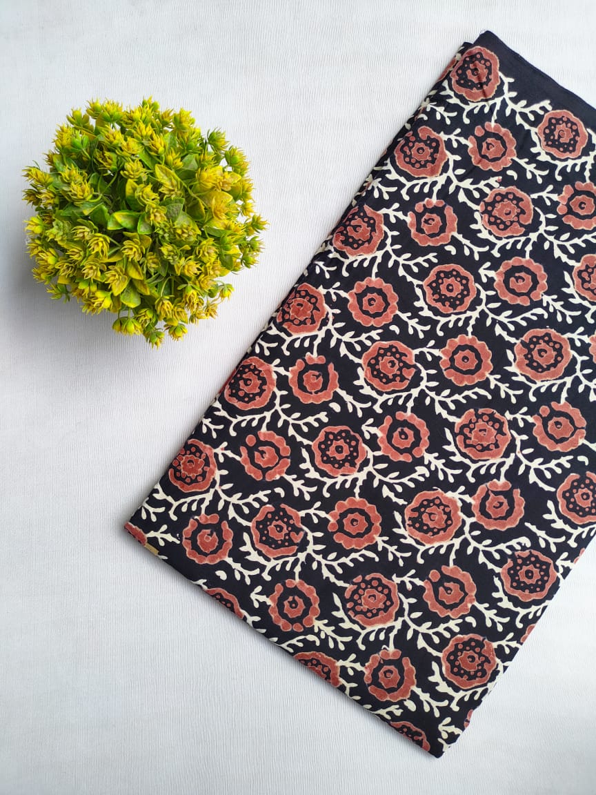 Black and White Hand block fabric