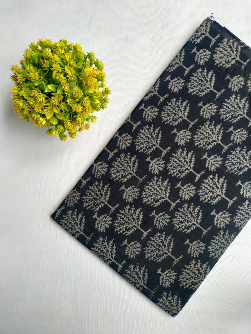 Black and White Hand block fabric