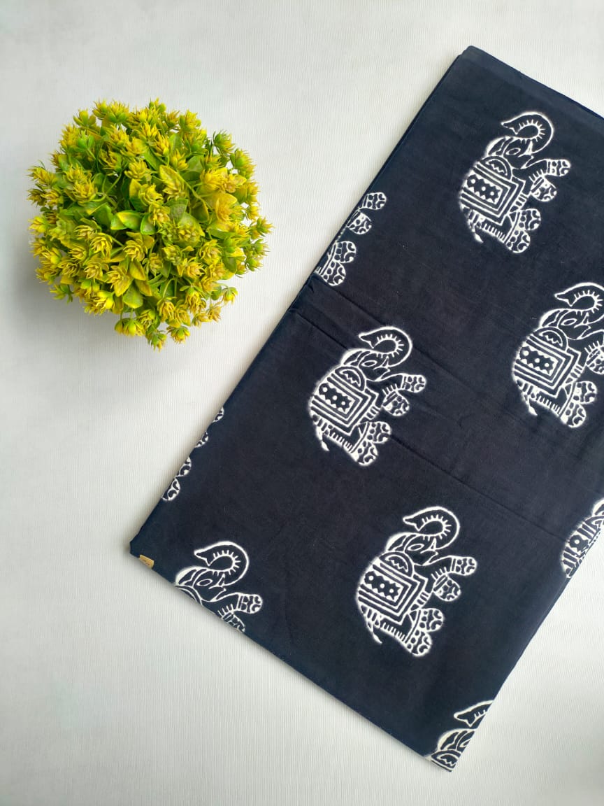 Black and White Hand block fabric