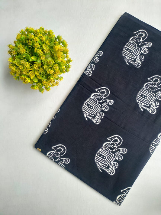 Black and White Hand block fabric