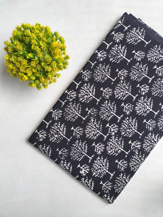 Black and White Hand block fabric