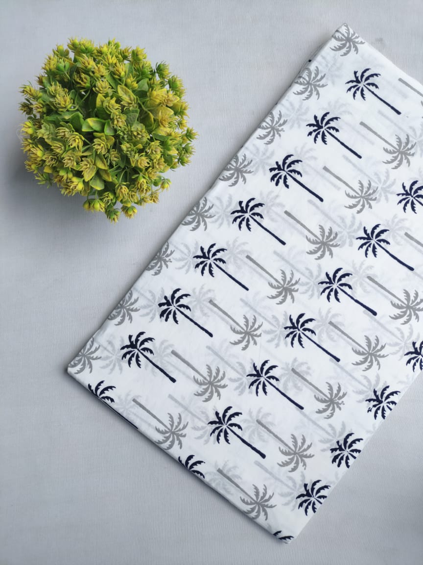 Black and White Hand block fabric