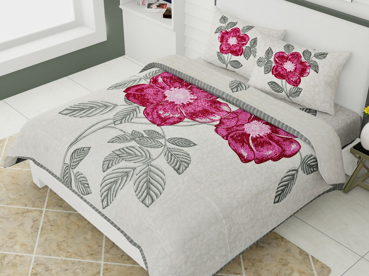 Cotton Double Bedsheet With 2 Pillow Covers – JBNBD1