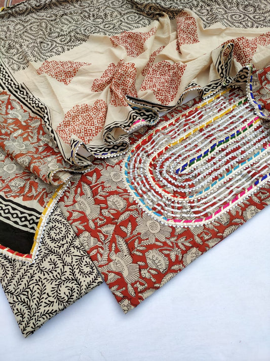 Jaipuri Cotton Hand Block Printed Gota Patti Suit with Cotton Dupatta- JBGP23