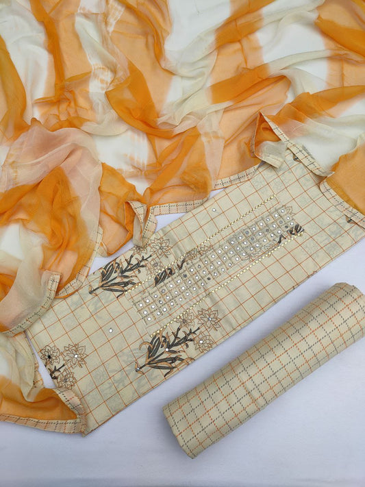 Mirror Work Gota Patti Suit with Chiffon Dupatta- JBGP175