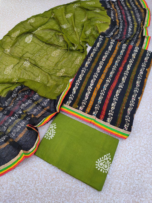 Mirror Work Gota Patti Suit with Chiffon Dupatta- JBGP176