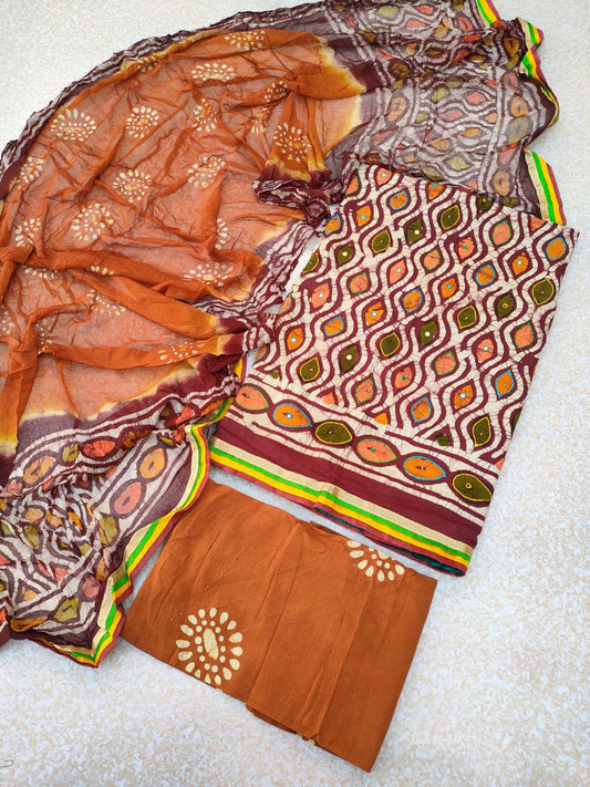 Mirror Work Gota Patti Suit with Chiffon Dupatta- JBGP177