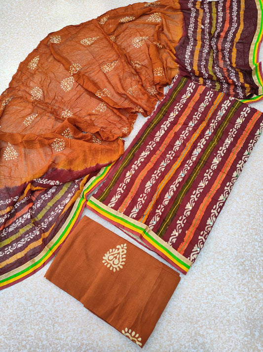 Mirror Work Gota Patti Suit with Chiffon Dupatta- JBGP178