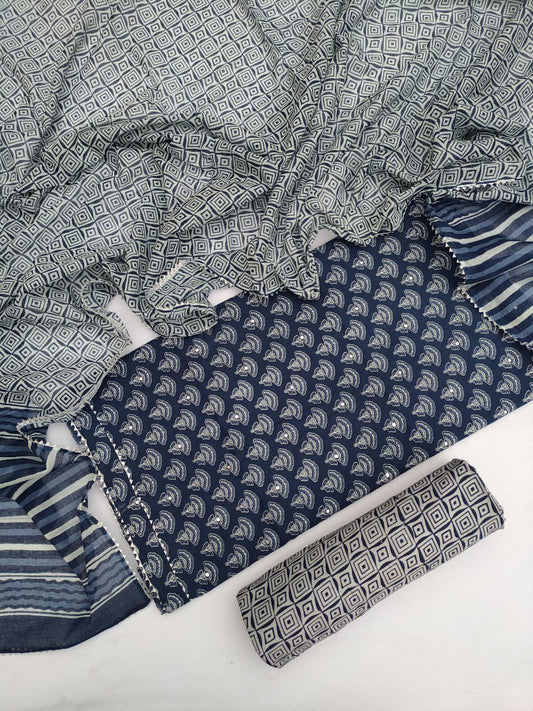 Jaipuri Cotton Hand Block Printed Gota Patti Suit with Cotton Dupatta- JBGP211