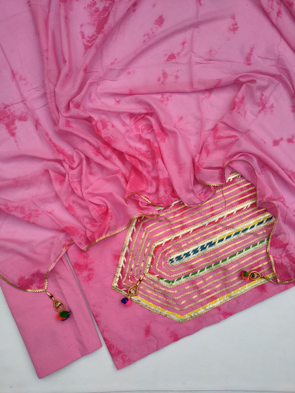 Jaipuri Cotton Hand Block Printed Gota Patti Suit with Cotton Dupatta- JBGP231