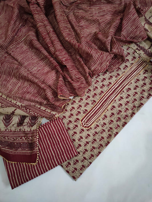 Cotton Gota Patti Suit Set with Cotton Dupatta- JBOGP236