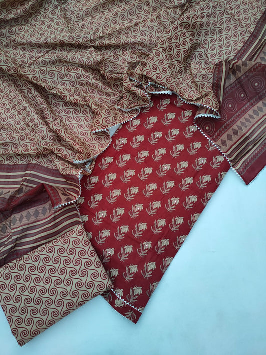 Cotton Gota Patti Suit Set with Cotton Dupatta- JBOGP240