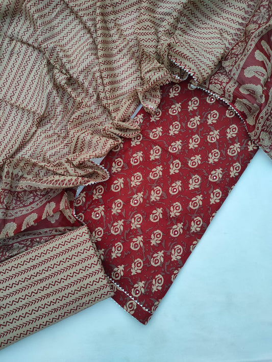 Cotton Gota Patti Suit Set with Cotton Dupatta- JBOGP241