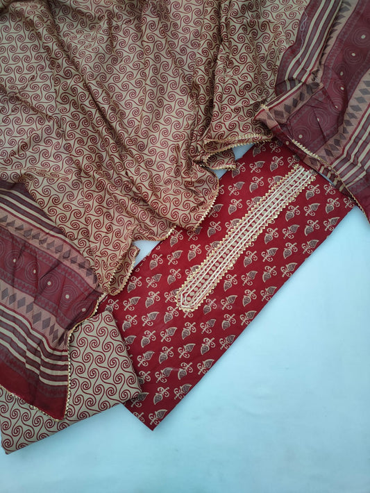 Cotton Gota Patti Suit Set with Cotton Dupatta- JBOGP244