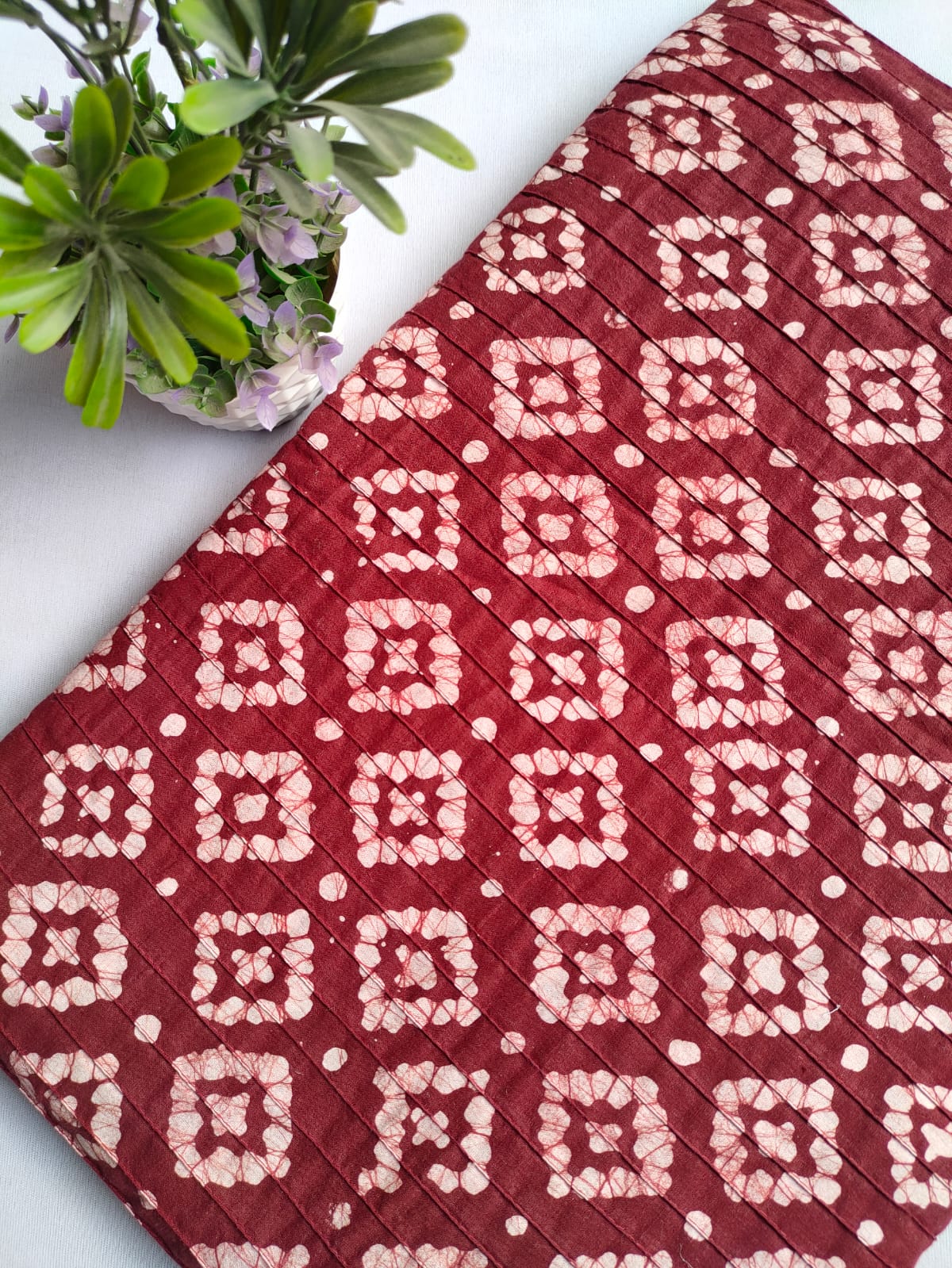 Pin Tucks Batik Print Pure Cotton Fabric - JBRPT79 – Jaipur Bazar