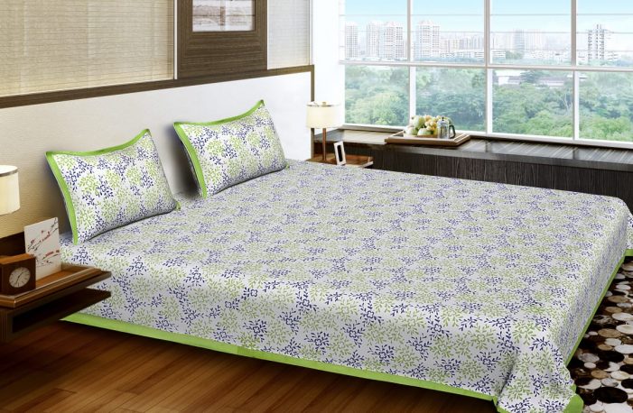 Cotton King Size Standard Ditsy Pattern Cotton Jaipuri Bedsheet With 2 Pillow Covers For Double Bed
