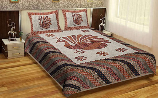 king size bed sheet cotton King Size Barmeri Cotton Bedsheet With Pillow Covers For Double Bed