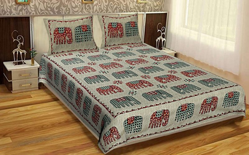 bed cover king size King Size Animal Pattern Cotton Barmeri Bedsheet With Pillow Covers For Double Bed