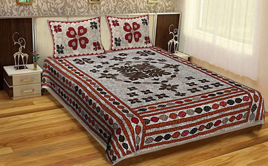 Pure Cotton Floral King Size Bedsheet With 2 Pilow Covers