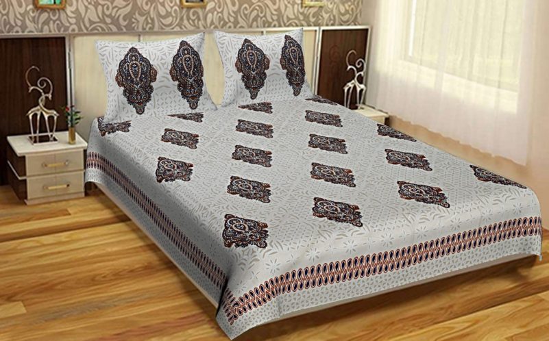 bed sheets full cotton Cotton Boota Print King Size Barmeri Bedsheet With 2 Pillow Covers For Double Bed