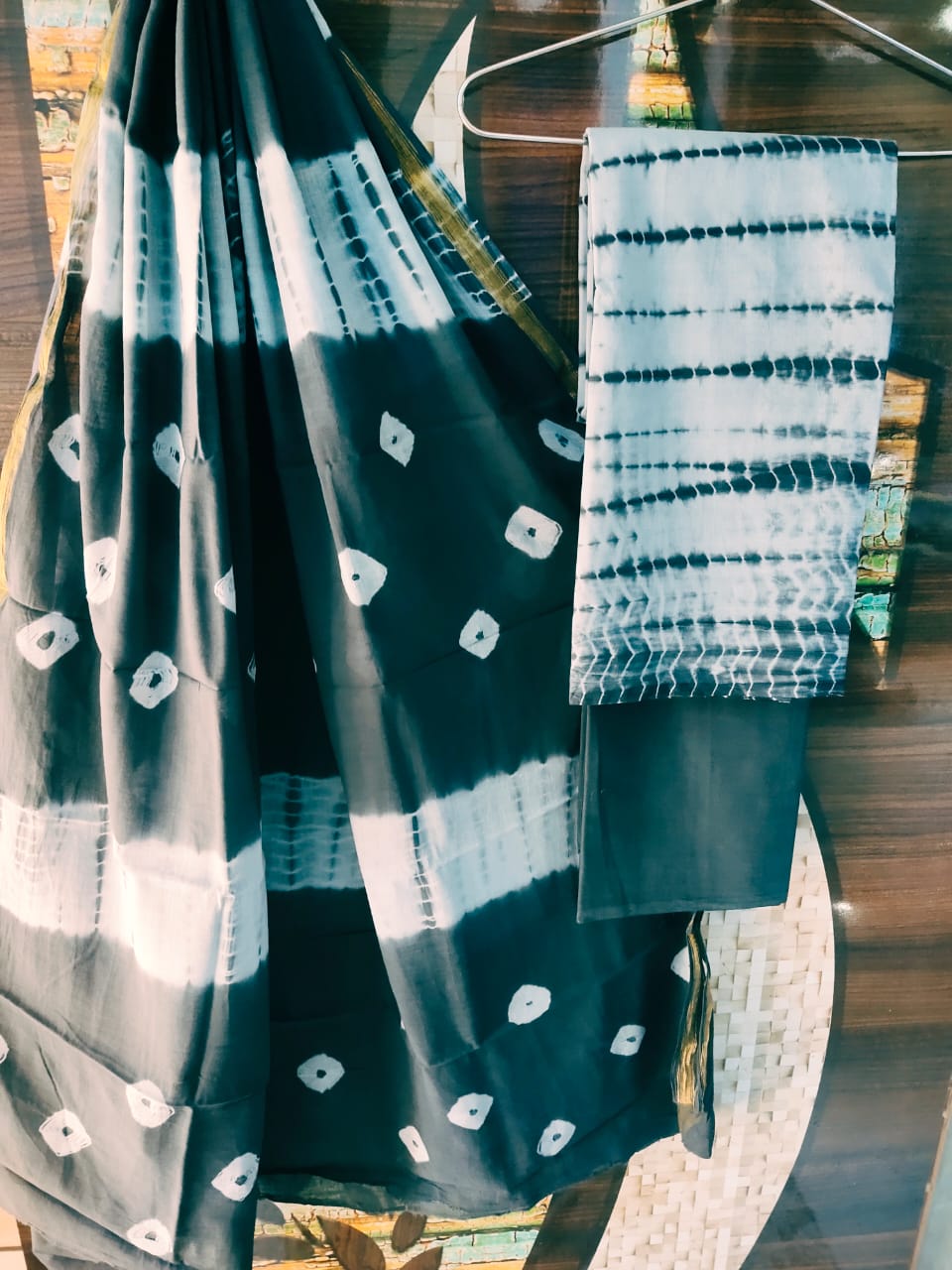 Hand Block Cotton Zari Border Salwar Suit Set With Cotton/Mulmul Dupatta - JBXZBS41