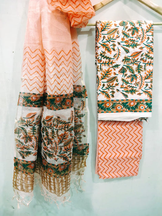 Kalamkari Print Kota Doriya Suit with Dupatta - JBXKD27