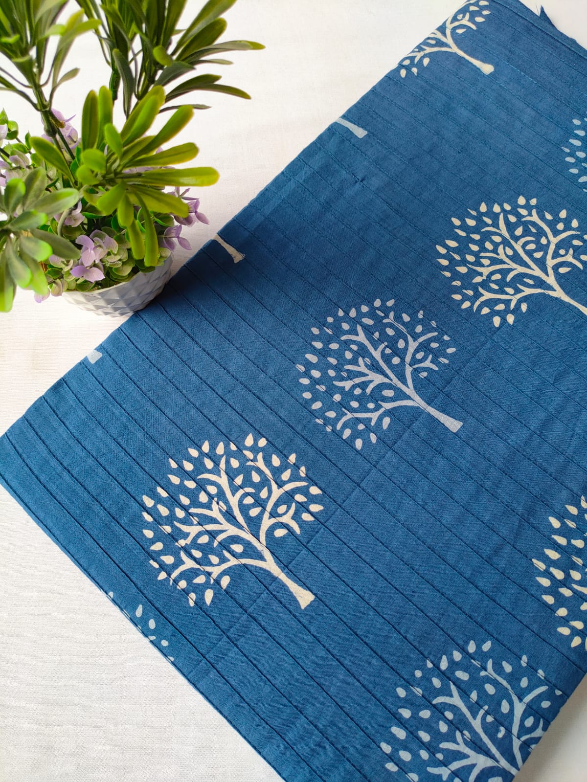 pin tuck cotton hand block fabric