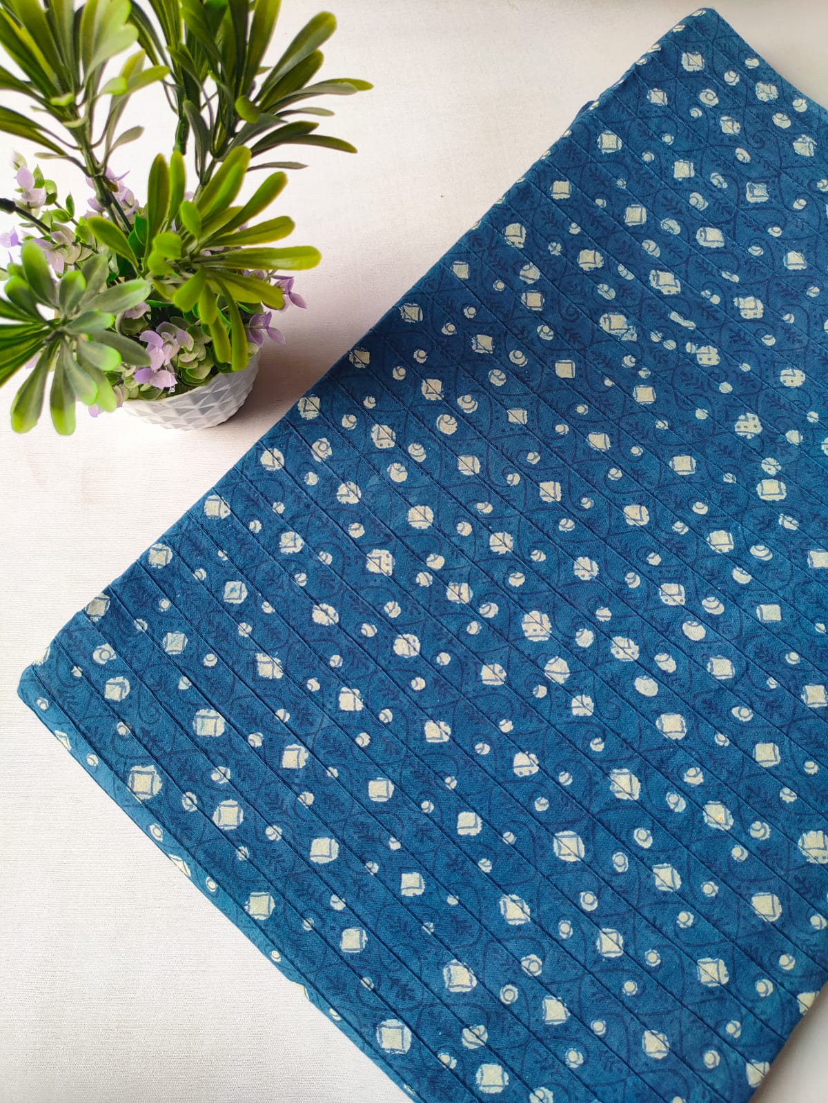 pin tuck cotton hand block fabric
