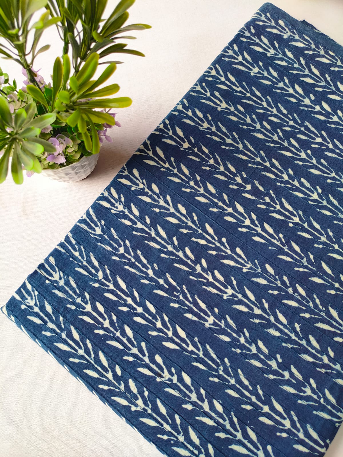 pin tuck cotton hand block fabric