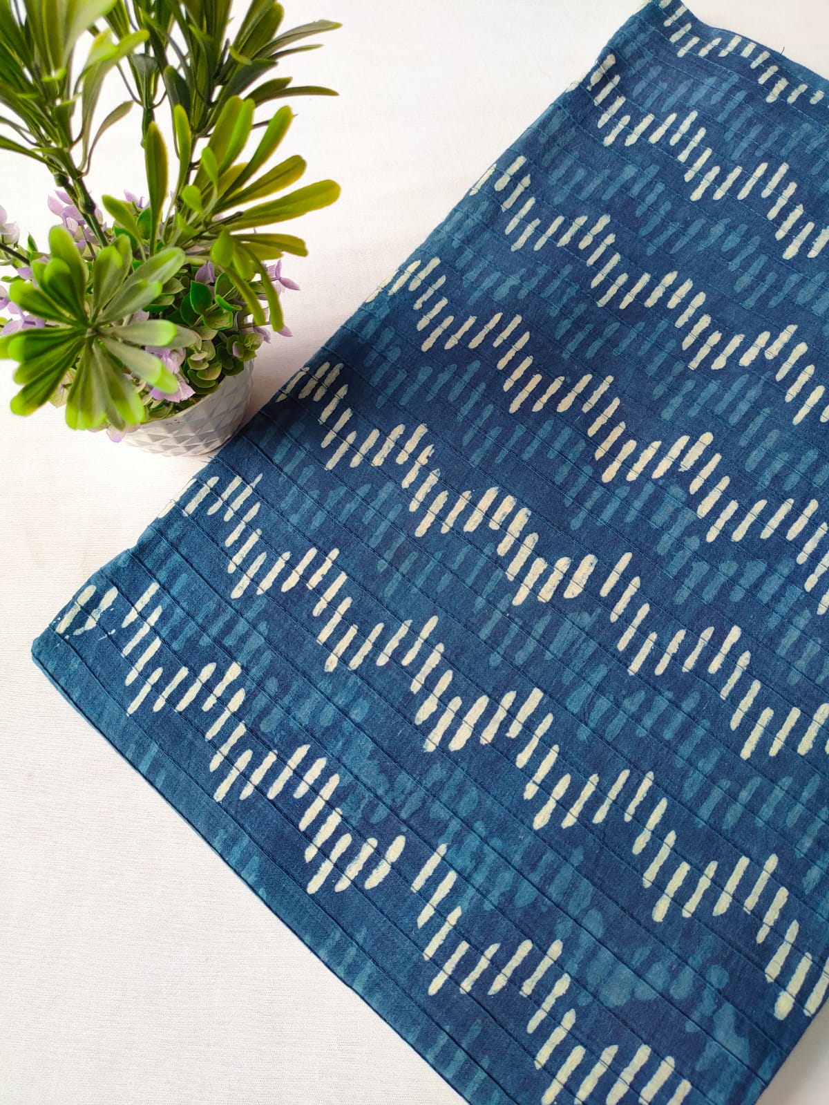 pin tuck cotton hand block fabric