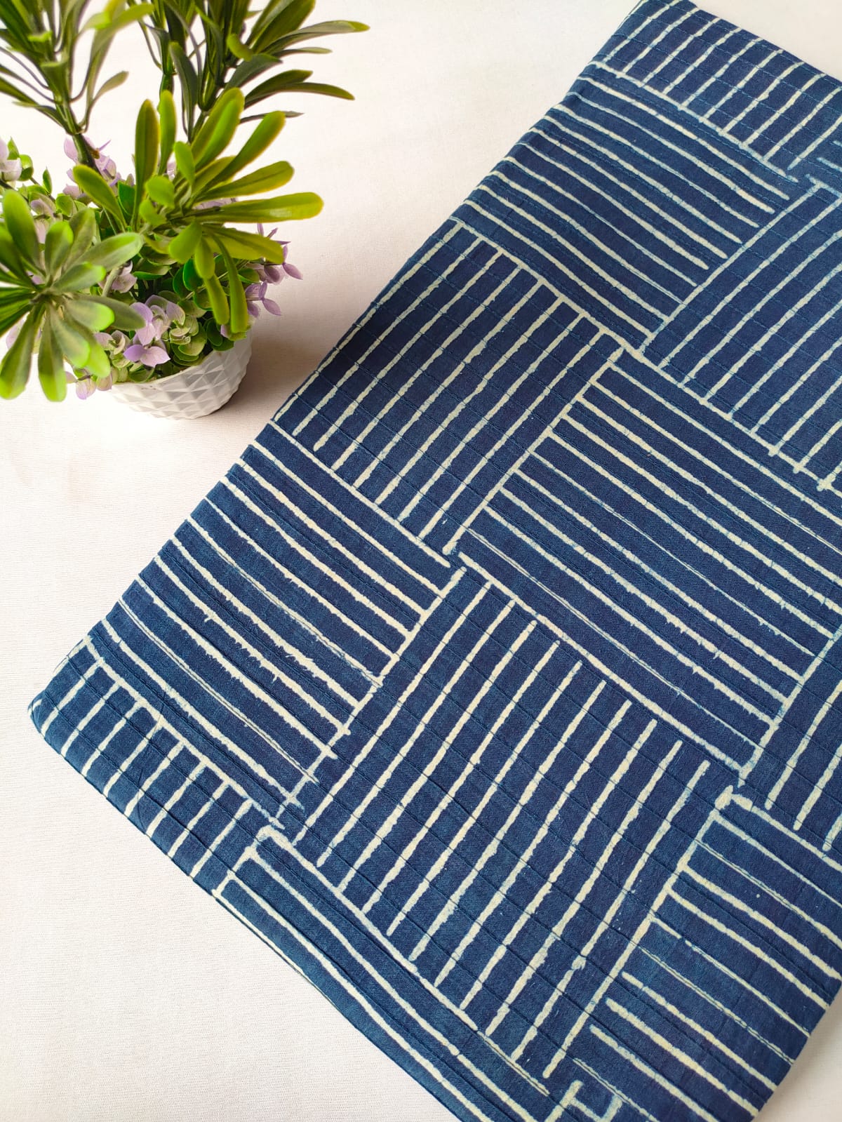 pin tuck cotton hand block fabric