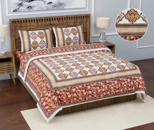 Cotton Jumbo Size 108"x108" Bedsheet With 2 Pillow Covers - JBNBJ102